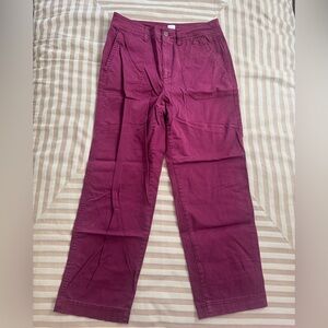 GAP Women's Cropped High Waist Pants in Deep Berry